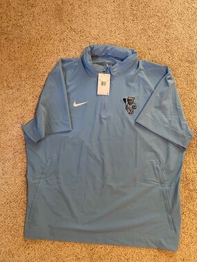 Nike Light Blue Short-Sleeve Quarter-Zip Pullover with Embroidered Mascot